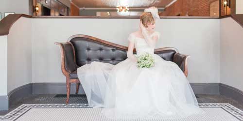 Bride on Classic Couch - Hotel on North - Pittsfield, MA