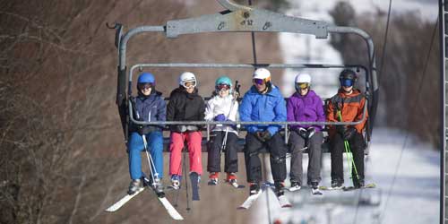 Winter Chair Lift Group - Jiminy Peak Mountain Resort - Hancock, MA