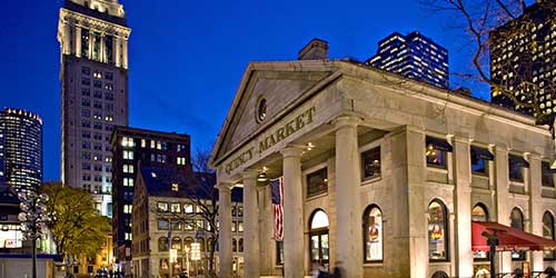 Quincy Market and Faneuil Hall Marketplace in Boston, MA