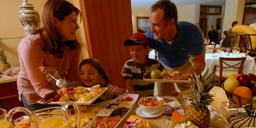 Family at Breakfast Buffet - Seaport Hotel Boston - Boston, MA