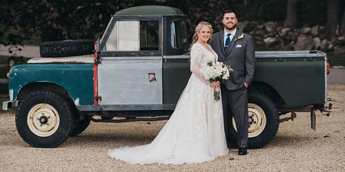 Bride & Groom with Vintage Truck - Publick House Historic Inn - Sturbridge, MA